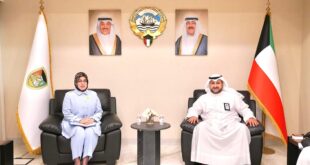 استقبال وكيل وزارة الدفاع الشيخ عبدالله مشعل الصباح سفيرة تركيا لدى الكويت لبحث التعاون الدفاعي